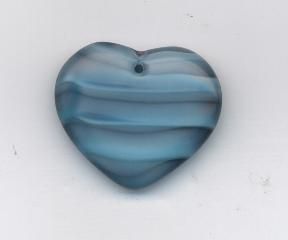 Korálka ploškovaná srdce modro/šedá