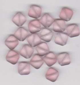 Korálky kostička 9x9 mm mat barva rosa mix odstínů II.j 20ks Firma Petr Machačka - výroba skleněné korálky