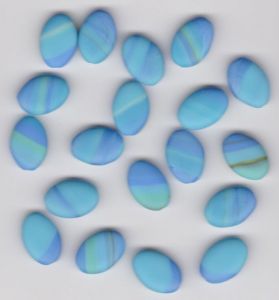 Korálky šváb 16x11x5 mm. Přetah modrozelená mat 1KG cca 700 ks. I+IIj. Firma Petr Machačka - výroba skleněné korálky