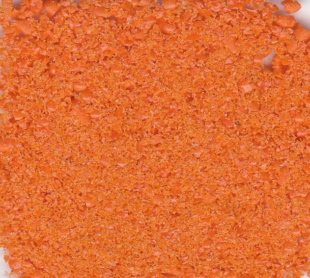 Skleněná drť - výpichy - velmi jemná sytá oranžová 250gr. Firma Petr Machačka - výroba skleněné korálky