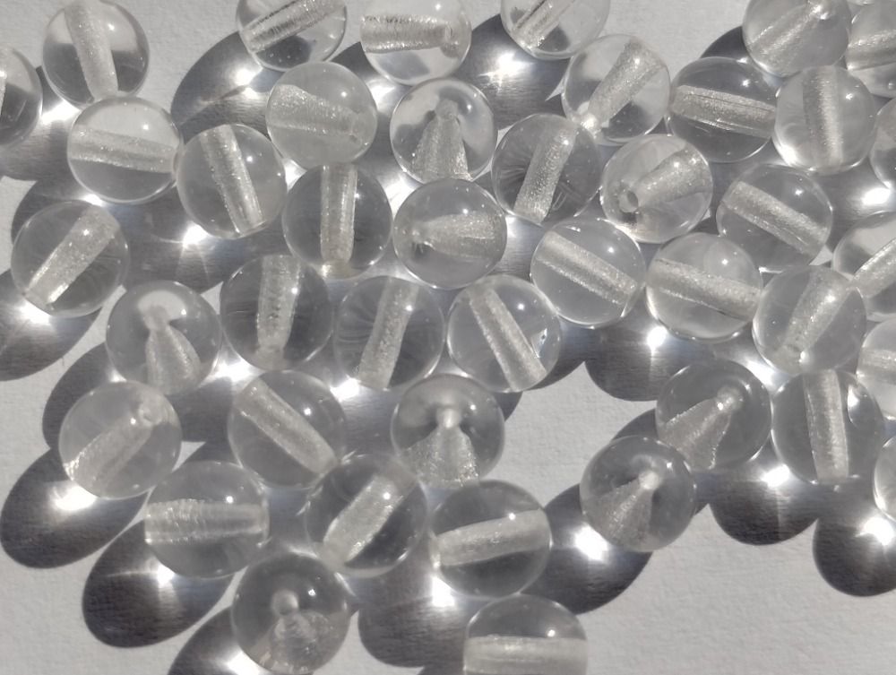 Korálky mačkané 6 mm krystal 46 ks. Firma Petr Machačka - výroba skleněné korálky