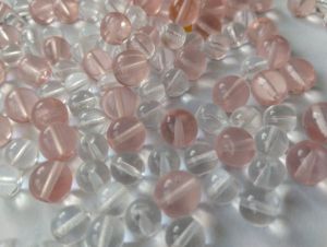 Korálky mix 10mm rosa + 8mm krystal III.jakost 250gr. - Prodej české skleněné mačkané korálky sklářská surovina firma Preciosa vhodné pro korálkování  
