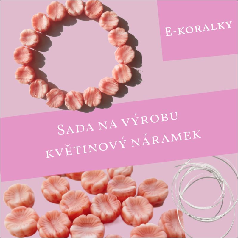 Sada na výrobu květinového náramku - růžová