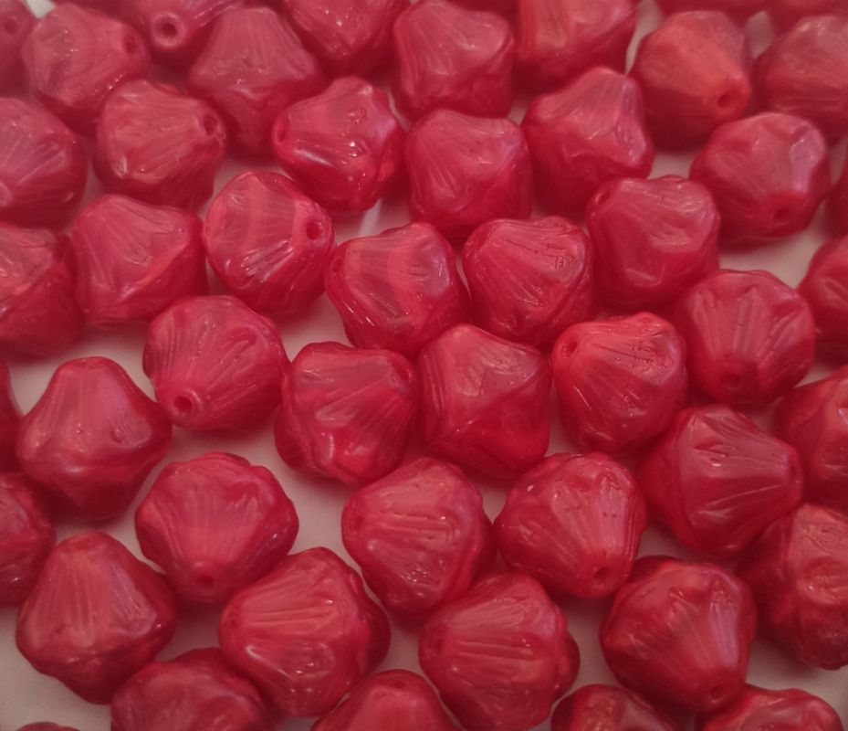 Korálek sukýnka 1,3 x 1,2 cm mixovaná červená mat - 1 ks