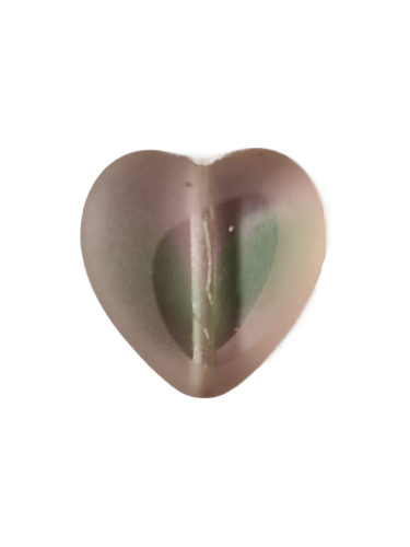 Korálka ploškovaná srdce rozalín/emerald