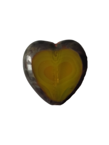 Korálka ploškovaná srdce sytá žlutá s povrchovou úpravou
