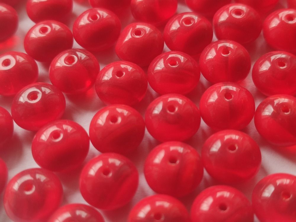 Korálky tvar slavík 9mm žíhané odstíny červené 12 ks Firma Petr Machačka - výroba skleněné korálky