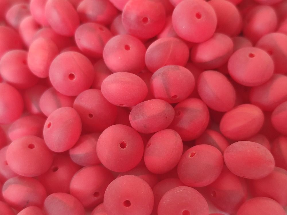 Korálky tvar slavík 9mm žíhané odstíny červené 12 ks mat Firma Petr Machačka - výroba skleněné korálky