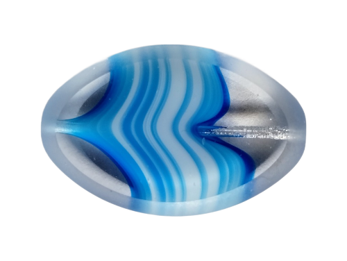 Ploškovaný korálek oválek modré vlnky