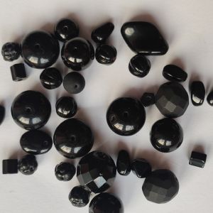 Korálky mix různé tvary 6-14mm černé 10 g
