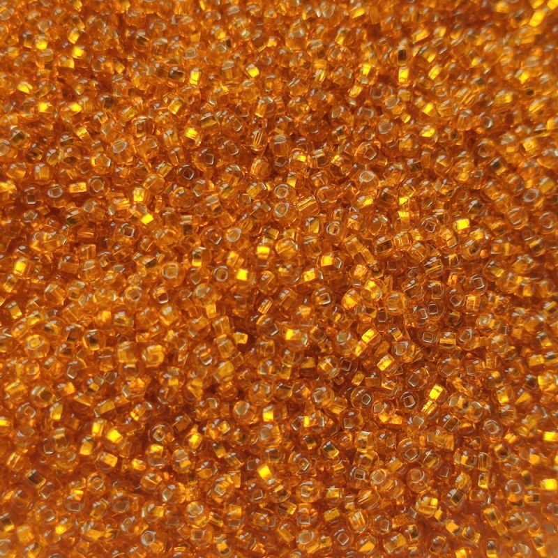 Korálky rokajl 11/0 zlatý se stříbrným průtahem, 50 g