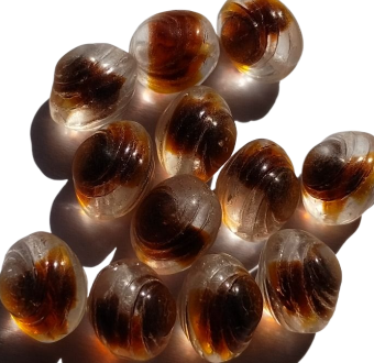 Skleněné korálky šnek 10 mm krystal/jonquille