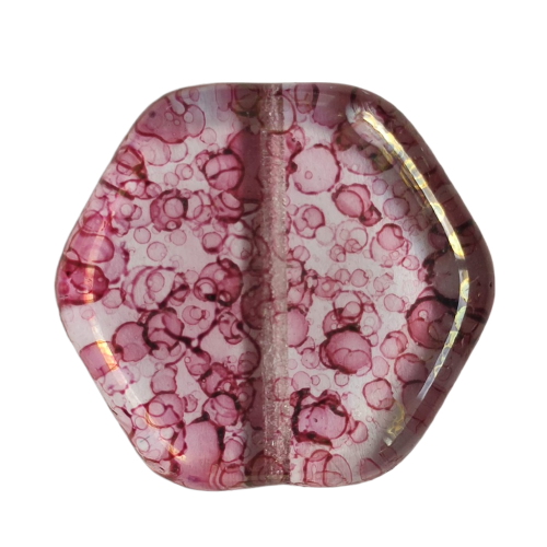 Osmiúhelník 22 mm krystal + růžový přetah transparent 1ks