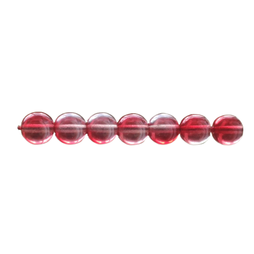 Skleněné mačkané kuličky 10mm krystal/růžový listr 14ks