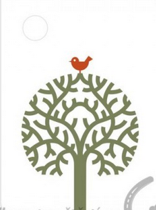 Visačka tištěná - červený ptáček na stromě