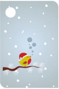 Visačka tištěná - ptáček na stromě vánoce 1ks