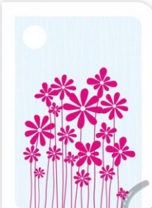 Visačka tištěná - růžové květy 1ks