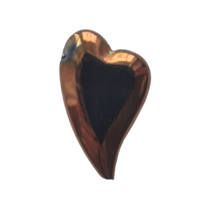 Korálek ploškovaný černé srdce se zlatým okrajem, III.jakost