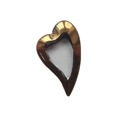Ploškovaný korálek sv. modré srdce se zlatým okrajem