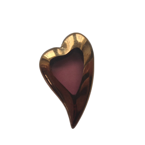 Ploškovaný korálek fialové srdce se zlatým okrajem