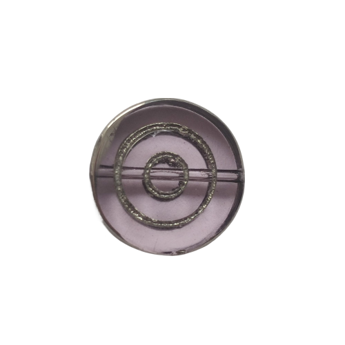 Korálek ploškovaný fialové kolečko se stříbrným okrajem