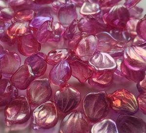 Korálky lístečky 12x15 mm - růžové
