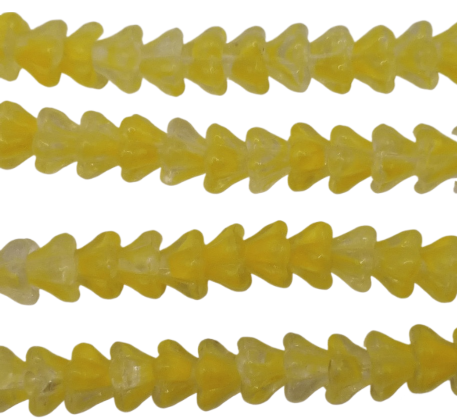 Korálky zvonečky 6x8 mm žluté/krystal