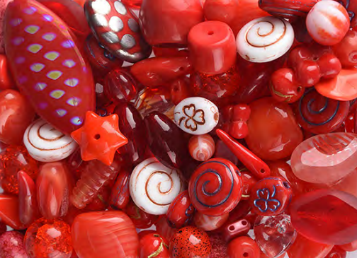 Mix českých skleněných korálků ČERVENÝ