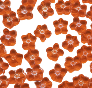 Ploškovaný korálek kytička 14 mm oranžová/AB