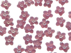 Ploškovaný korálek kytička 14 mm růžová/AB